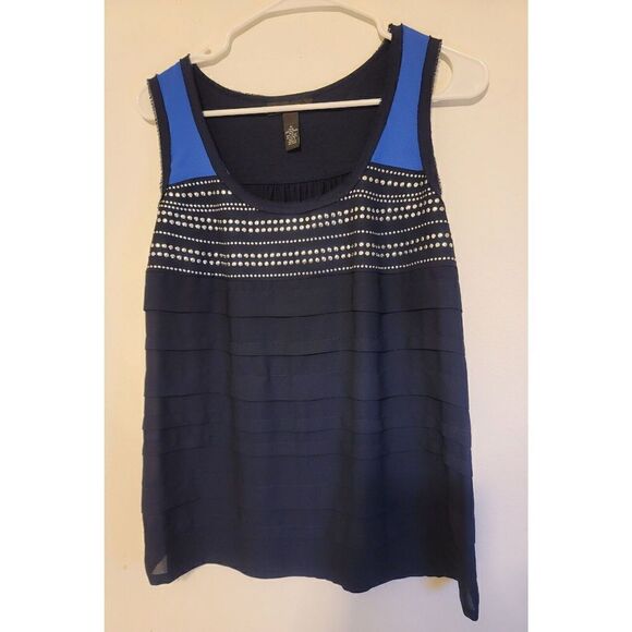 ALFANI WOMENS TOP BLOUSE SIZE M PLUM SLEEVELES STRIPED - Picture 1 of 4